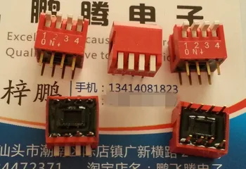 5 KS/veľa Taiwan-vyrobené Yuanda DIP4P strane dial key type 4-pozícia, kód prepínač, smola 2.54 MM, červené zlato-á nohy