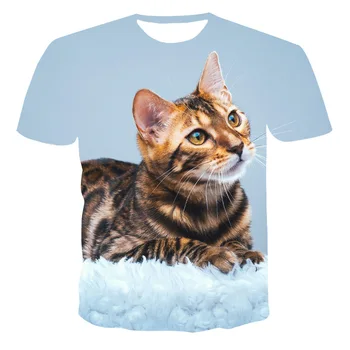 Nové Letné 3d Tlač Cute Cat Krátke Rukáv Tričko Mužov A Žien Bežné Streetwear Športové Priedušná Tenké Priesvitné tričko