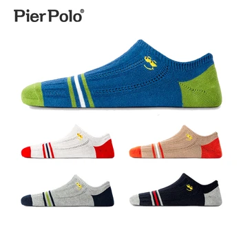PIER POLO 5Pairs/Veľa Príležitostné Letné Mužov Ponožky Úsmev Bavlnené Ponožky Stručný Neviditeľné Papuče Mužov Ponožky Výšivky skarpetki