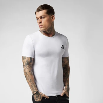 PLEIN MEDVEĎ PP Mens Výšivky Grafické T-Shirt Lebky Vytlačené Base Slim Fit Bežné Tričko pre Muža