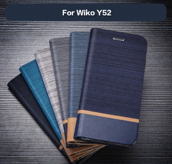 PU Kožené Peňaženky Prípade Wiko Y52 Business Telefón Prípade Wiko Y52 Knihy Prípade Mäkké Silikónové Zadný Kryt